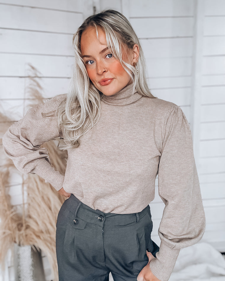 True Love Turtle Neck Knit Top [taupe]
