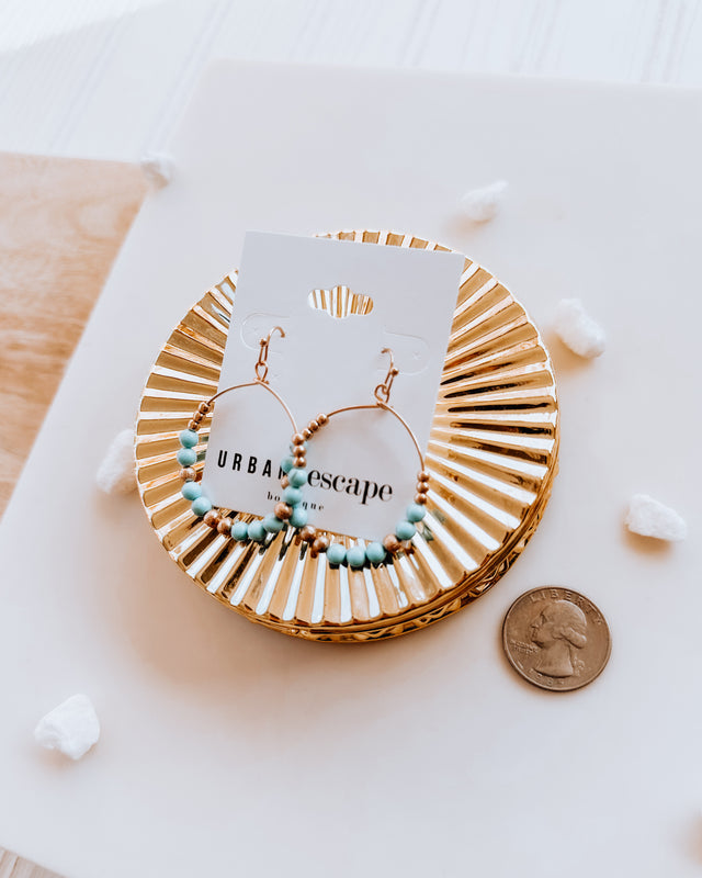 dainty circular drop earrings [turq/gold]