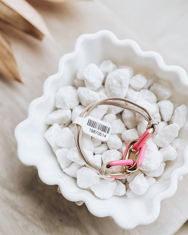 Enamel Bracelet/Hair Tie [pink/gold]