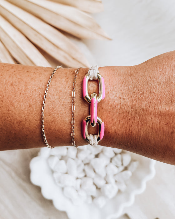 Enamel Bracelet/Hair Tie [pink/gold]