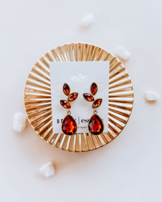 teardrop cut waterfall earrings [amber/gold]