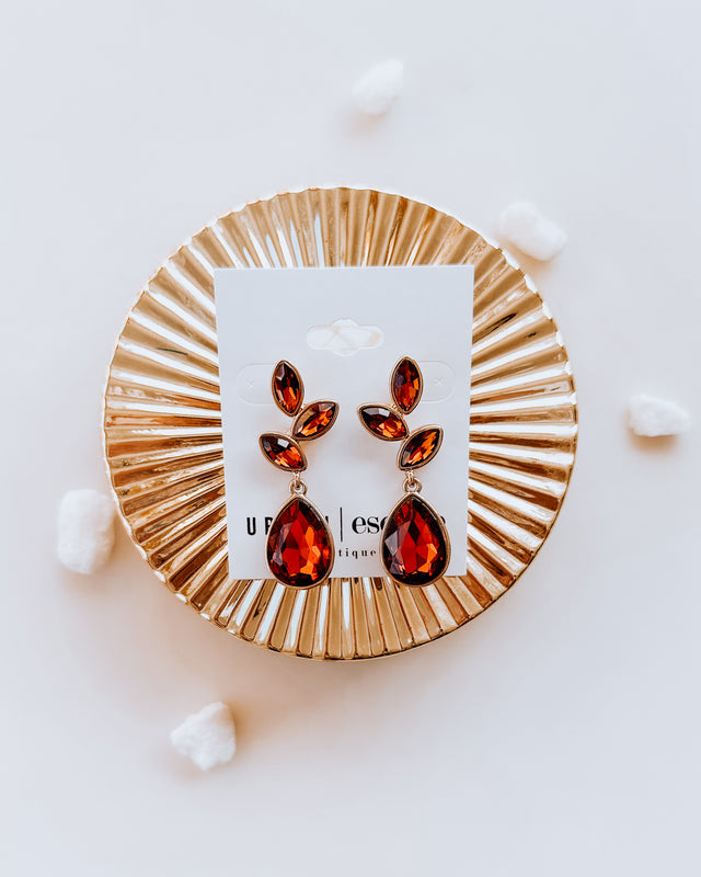 teardrop cut waterfall earrings [amber/gold]