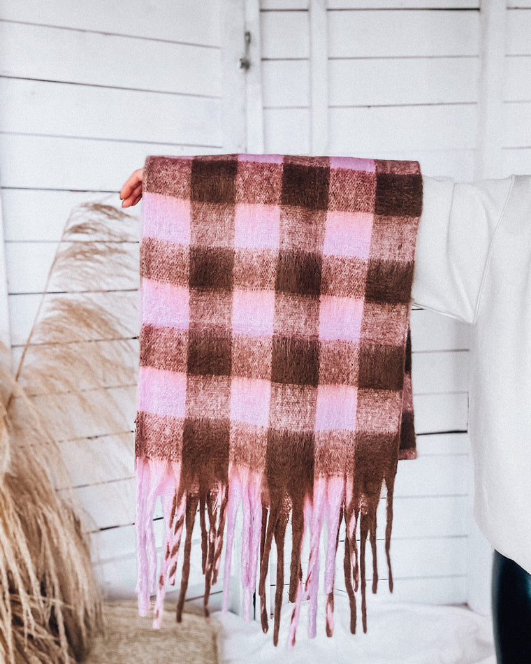 RESTOCKED: Plaid Checkered Scarf [pink/brown]