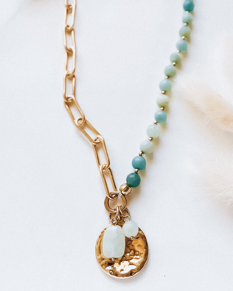 Aqua Stone Necklace [gold]