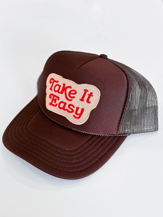 "Take It Easy" Trucker Hat [red/brown]