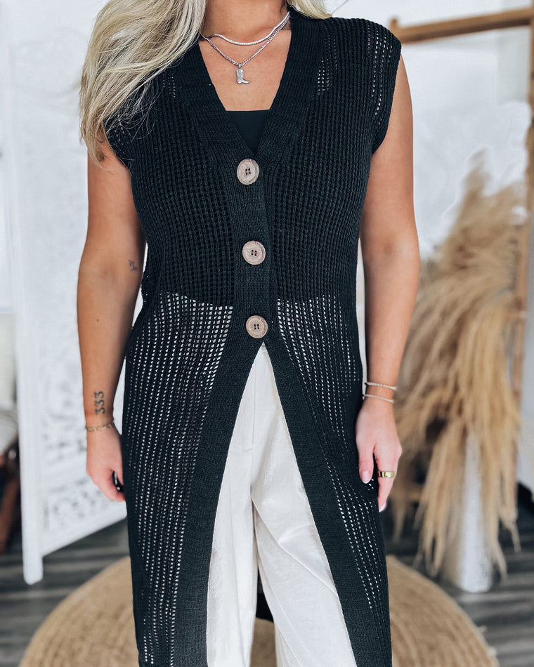Karina Knit Long Cardigan [black]