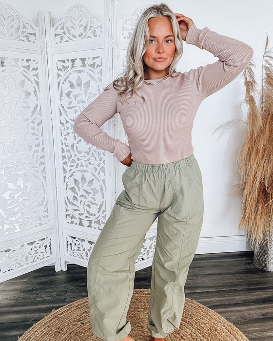 Ribbed Long Sleeve Top [taupe]