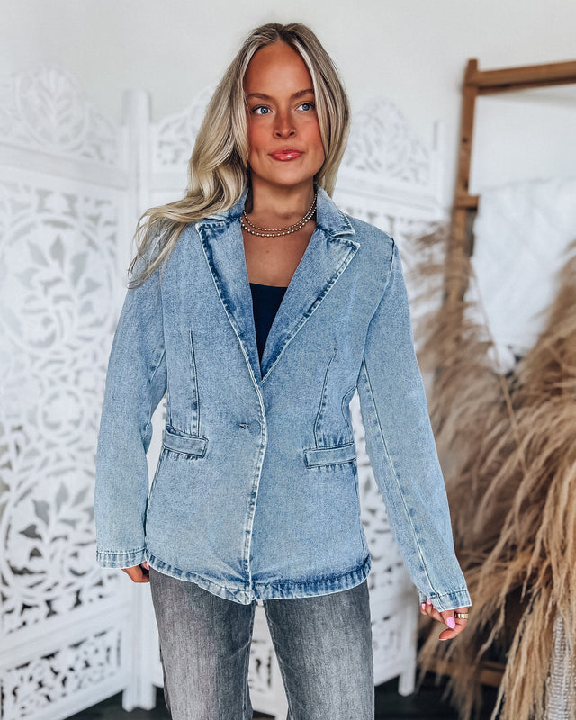 Paisley Denim Blazer [light wash]