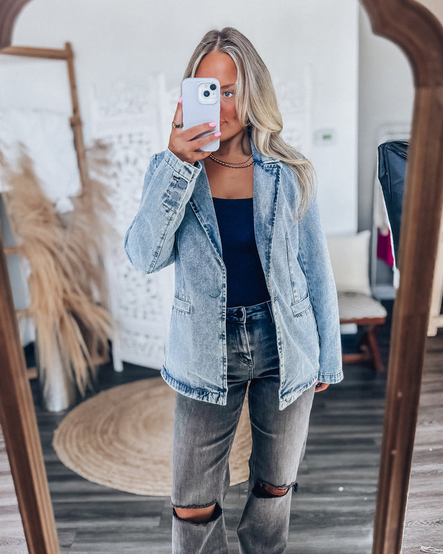 Paisley Denim Blazer [light wash]