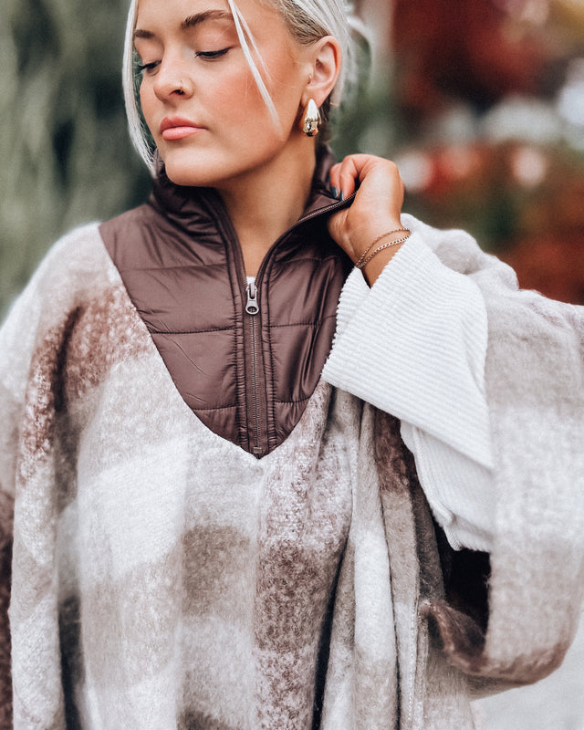 Harvest Plaid Poncho [brown/beige]