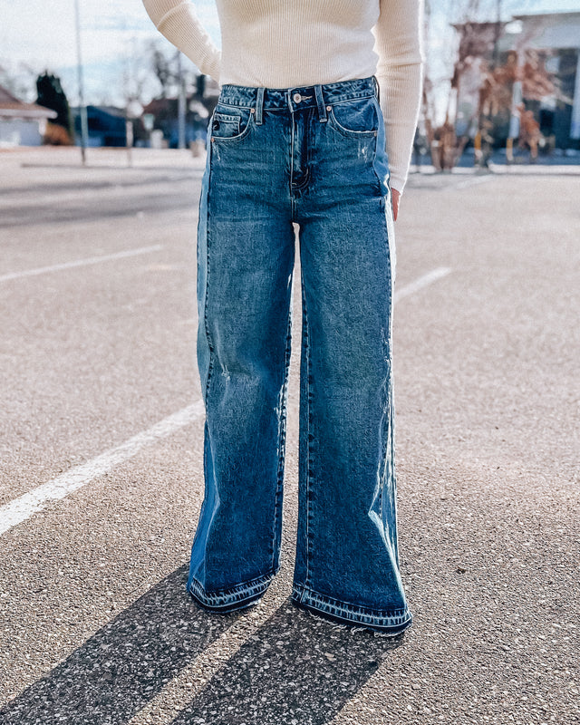 Clover High Rise Wide Leg Jeans [medium wash]