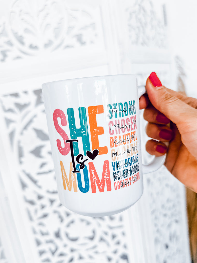 she is mom ceramic mug