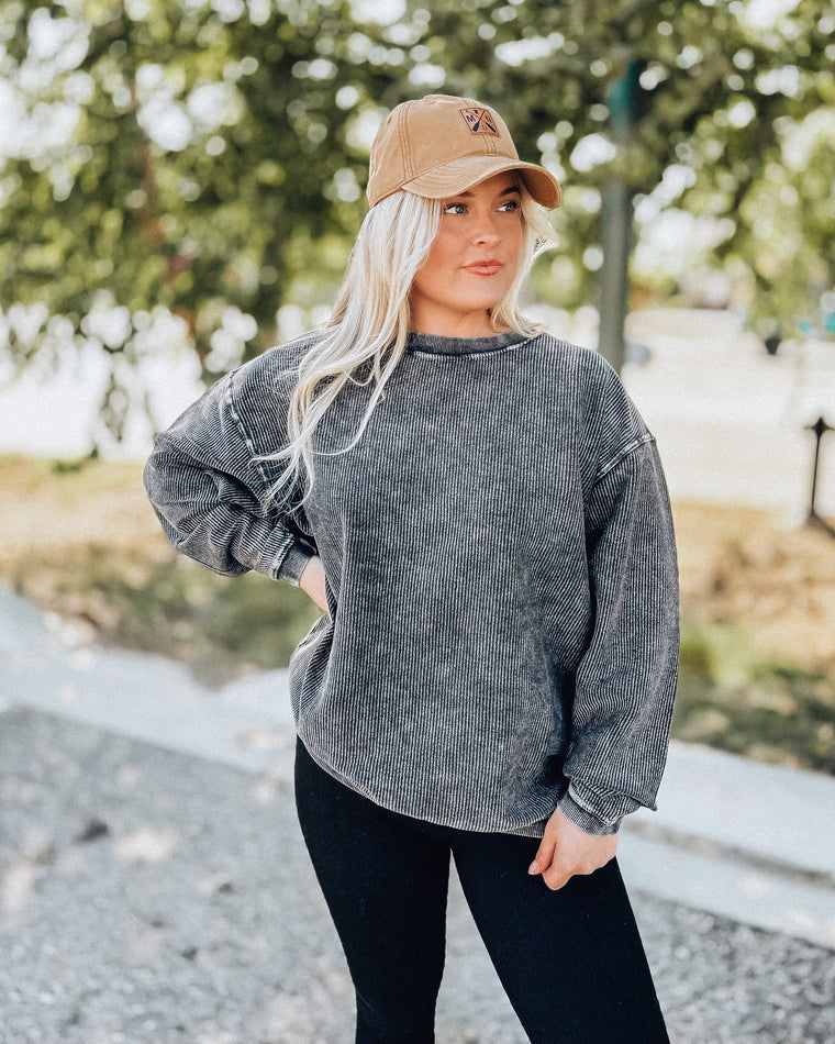 Corded Crewneck Sweatshirt [black]