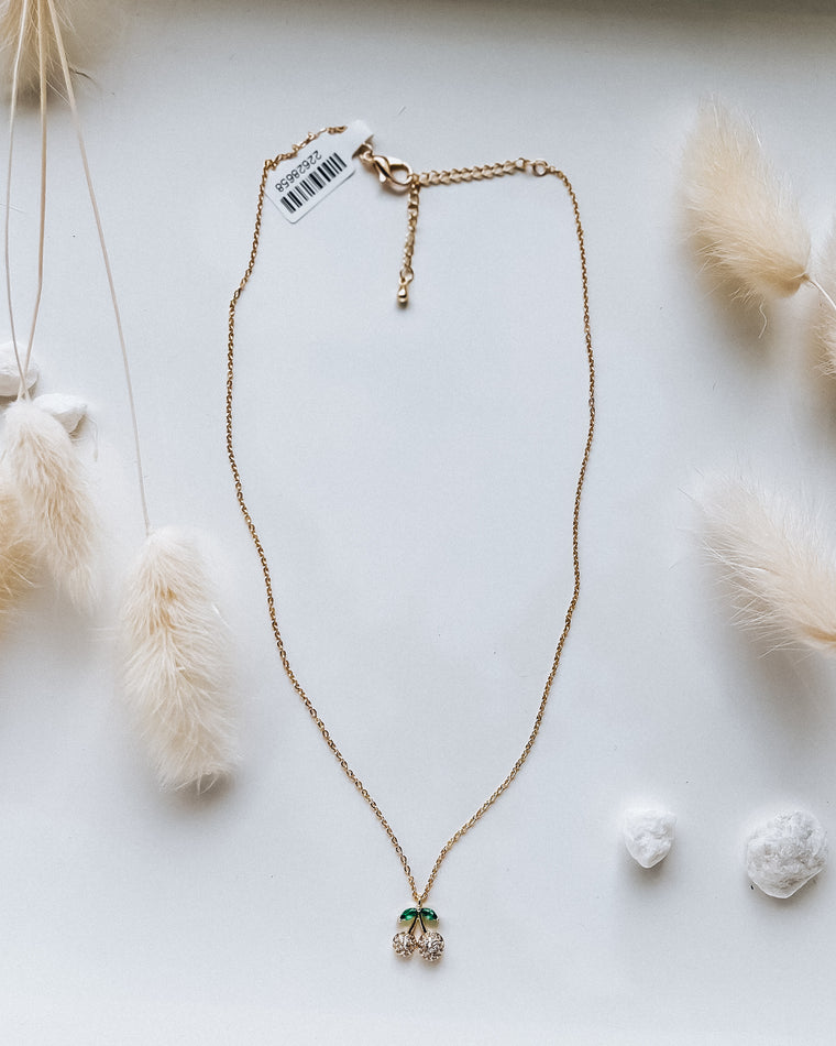 Crystal Cherrry Necklace [gold]