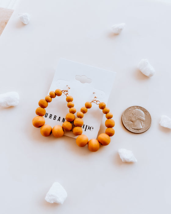 mustard/wood tear drop earrings