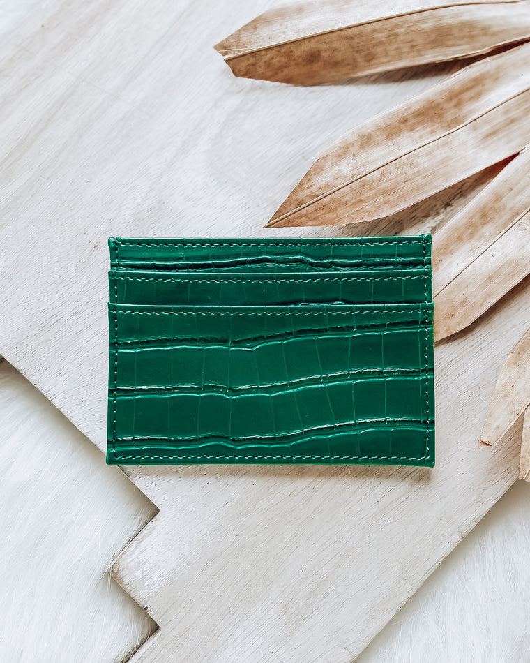 Faux Croc Credit Card Holder [green]