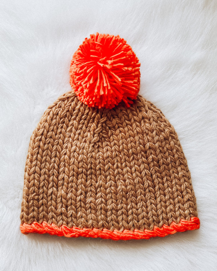 Two Tone Pom Hat [camel/orange]