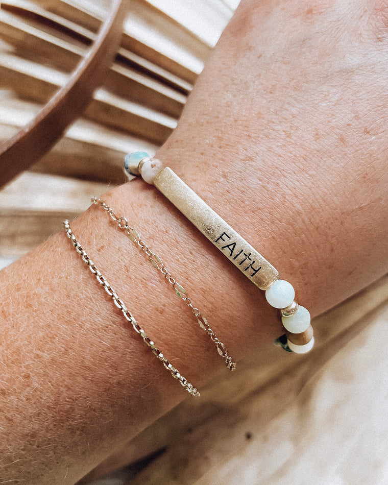 Faith Stretch Bracelet [gold/amazonite]