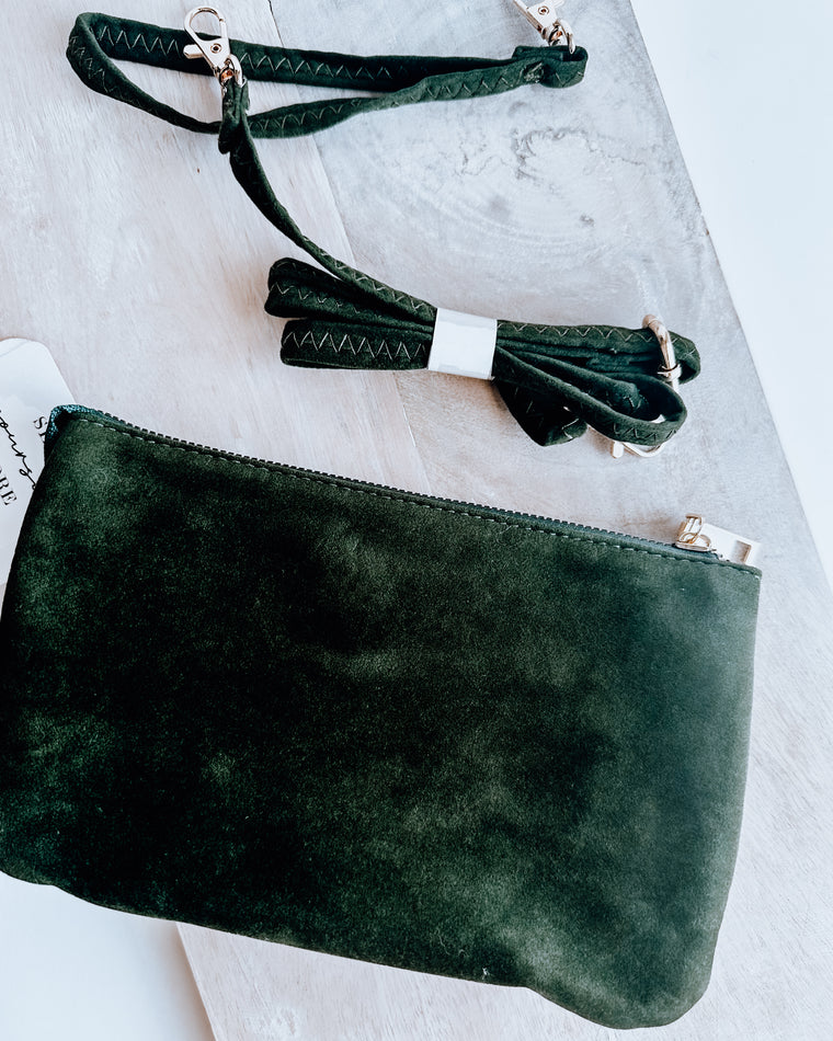 Faux Suede Crossbody Bag [olive]