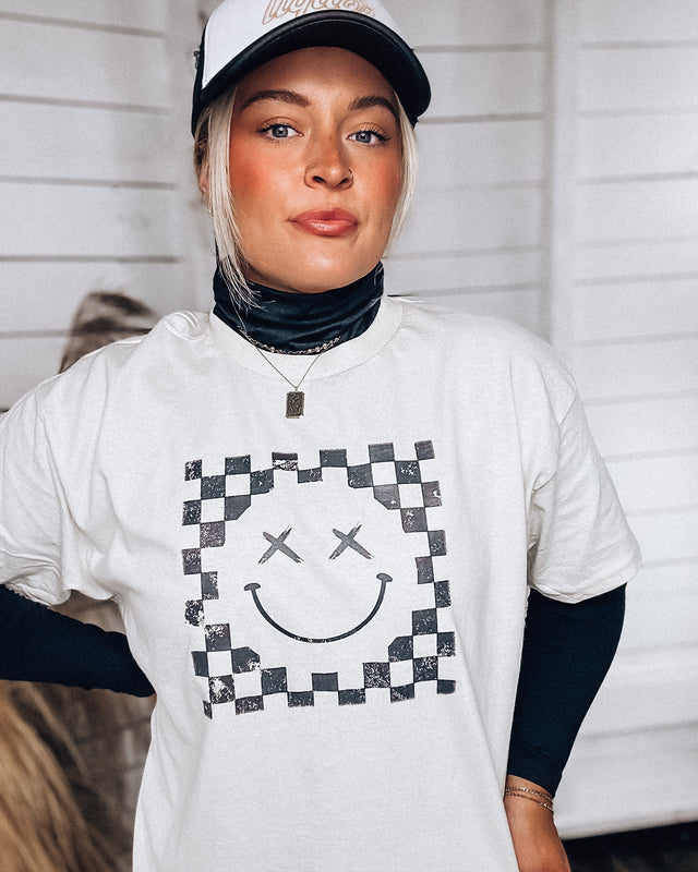 Check Your Happy Tee [ivory/blk]