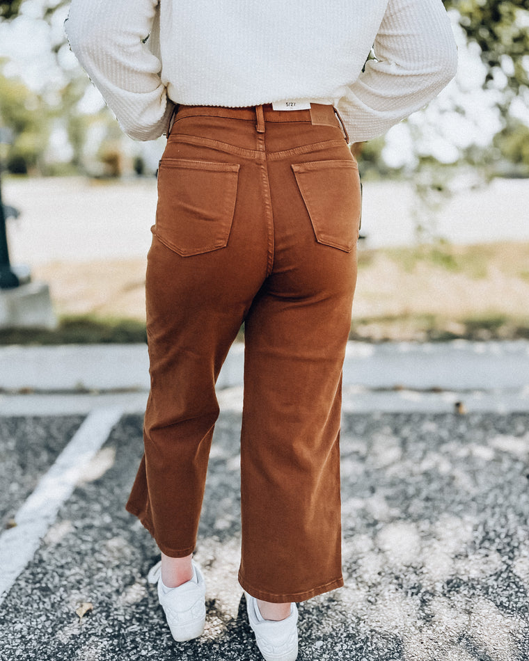 Runaway Judy Blue High Waist Tummy Control Straight Let [camel]