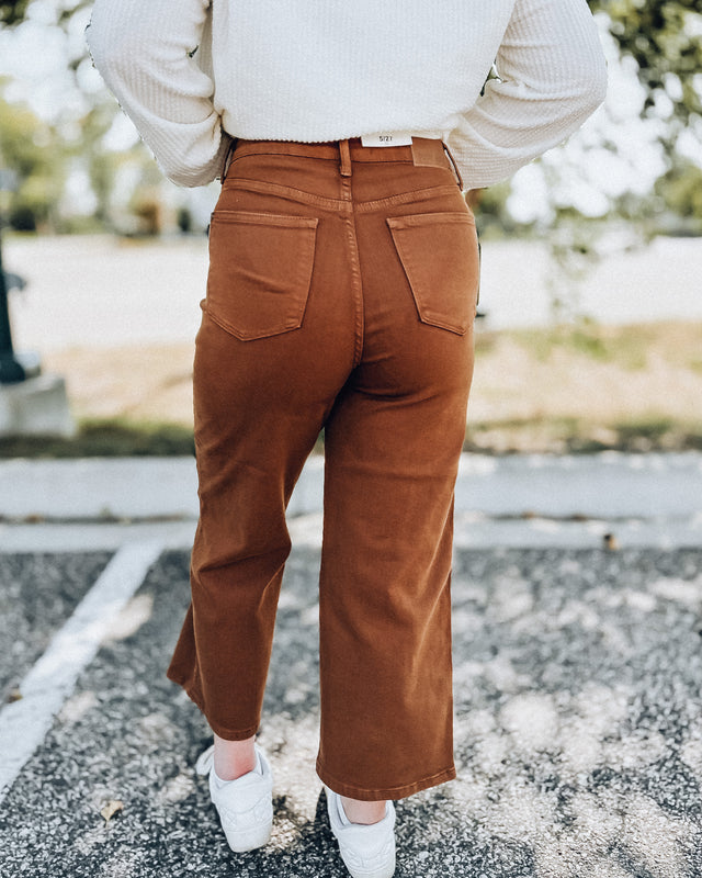 Runaway Judy Blue High Waist Tummy Control Straight Let [camel]