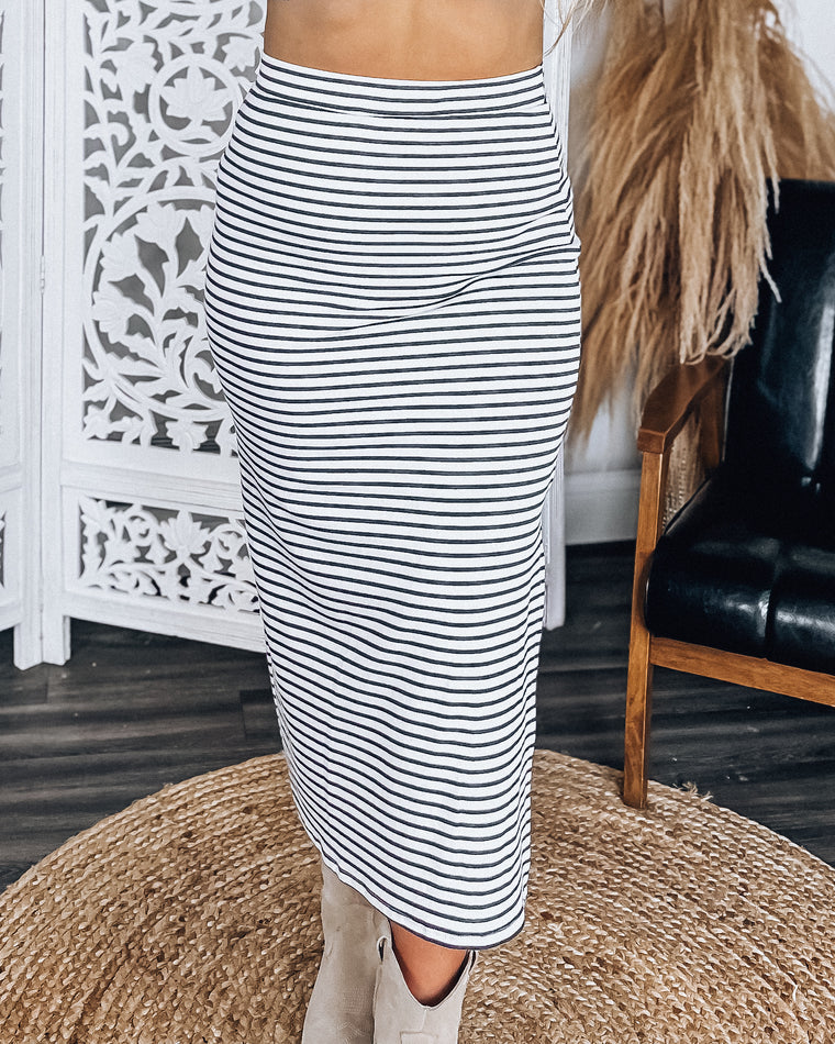 River Maxi Skirt [white/black stripe]