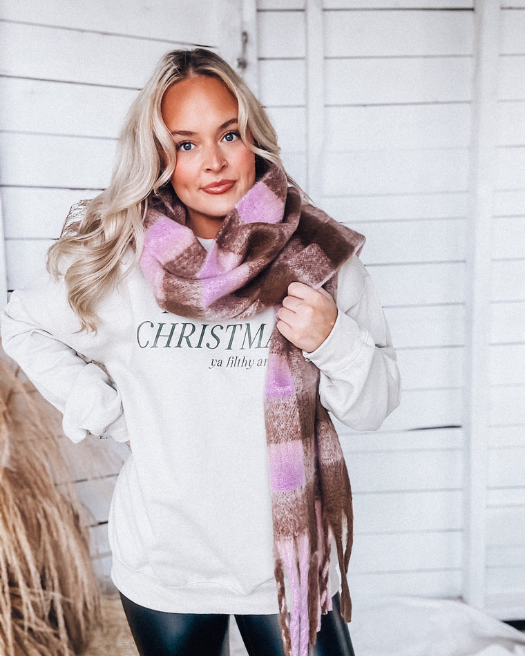RESTOCKED: Plaid Checkered Scarf [pink/brown]