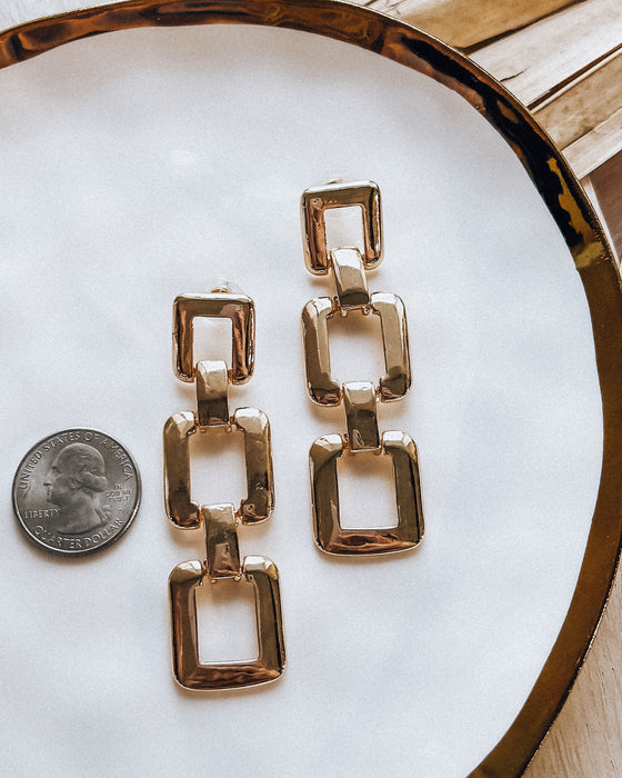 chunky square chain link earrings [gold]