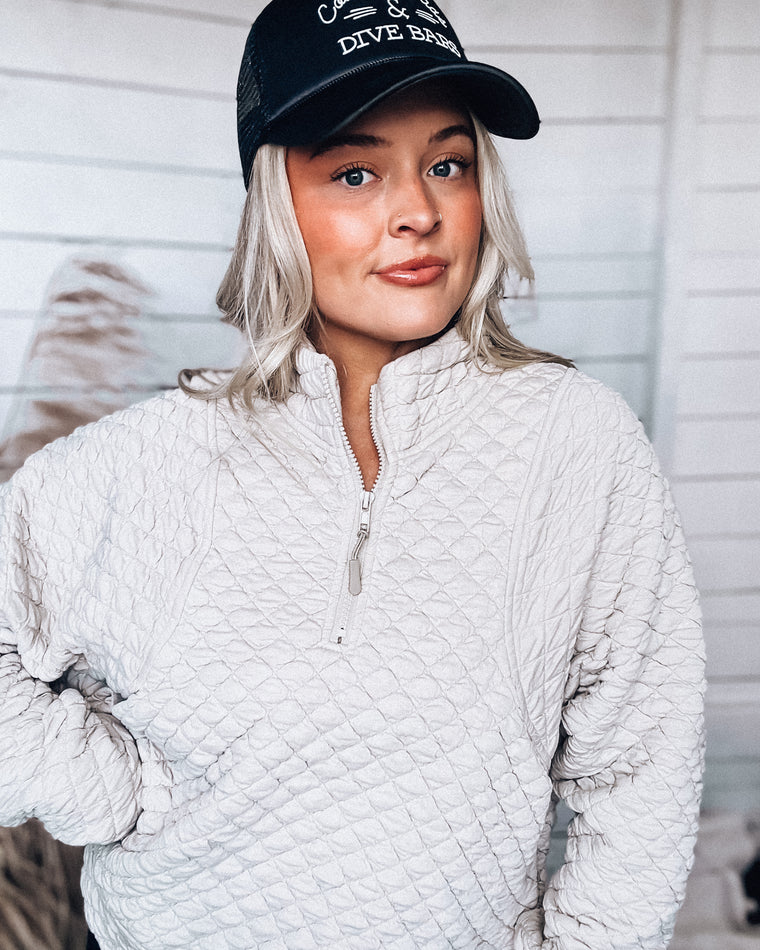 Quinton Quilted Sweatshirt Top [stone]