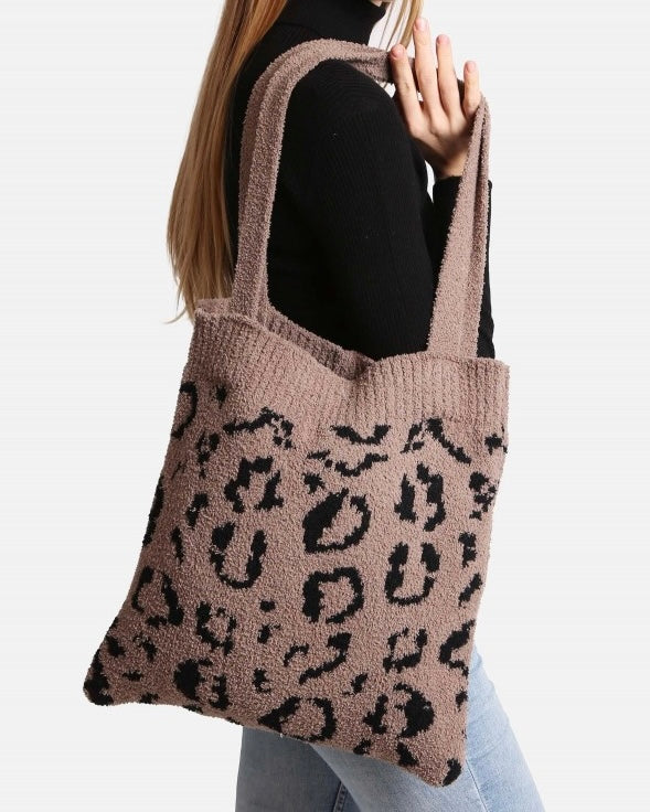Lux Leopard Knit Tote [coffee]