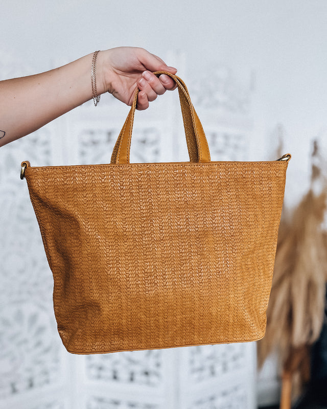 Woven Convertible Shopper Bag [brown]