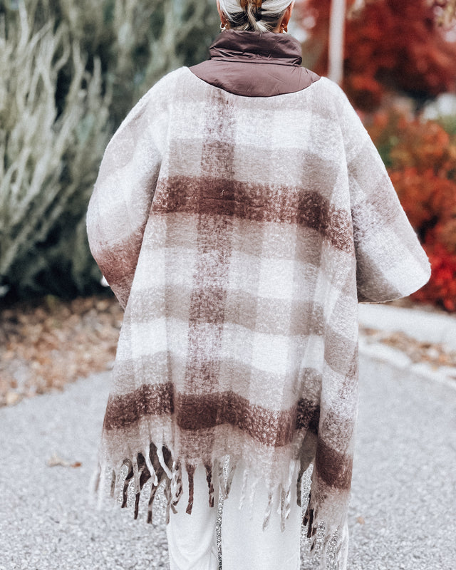 Harvest Plaid Poncho [brown/beige]