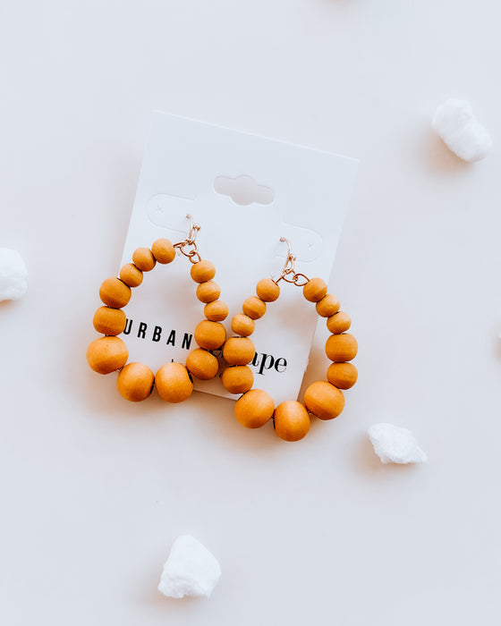 mustard/wood tear drop earrings