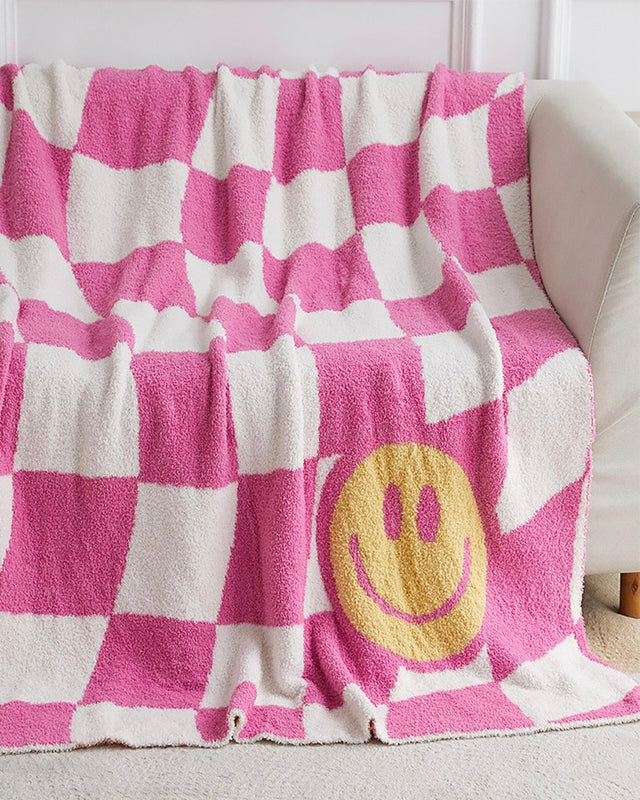 Checkerboard Smile Blanket [pink/yellow]