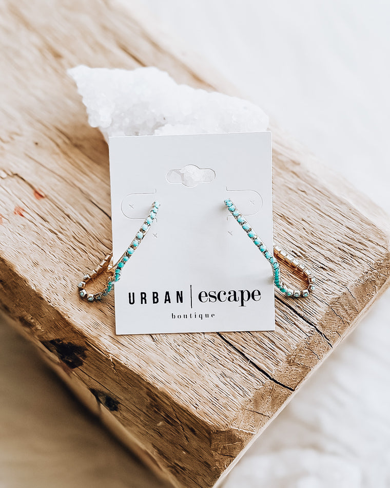 Dangle Chain Earrings [turq/gold]