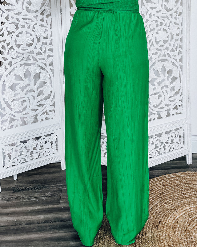 Sara Tie Waist Linen Pants [bright green]