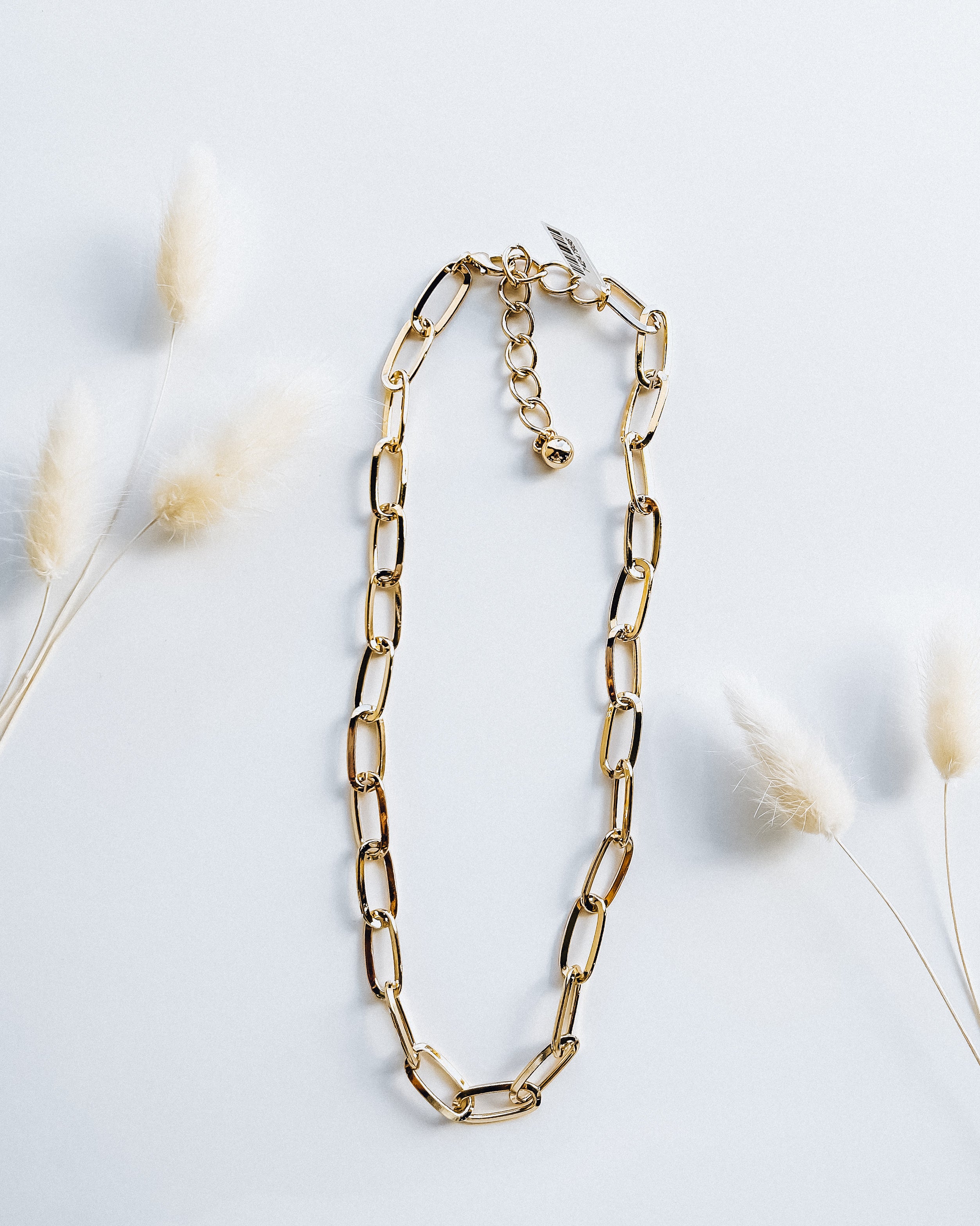 Large Gold Tone Chain Link Necklace