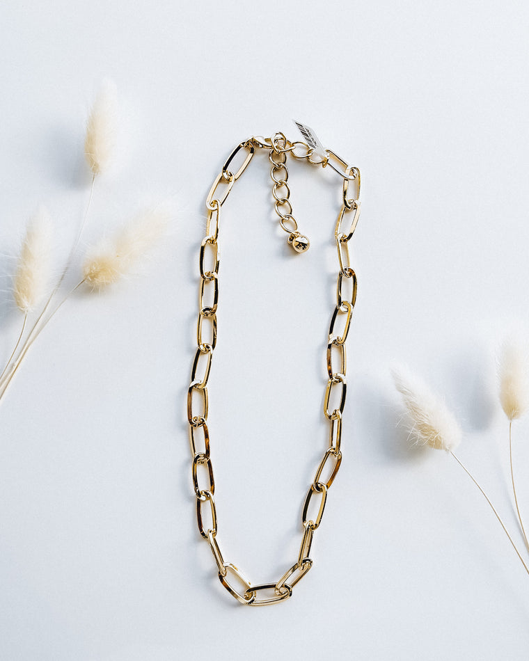 Large Gold Tone Chain Link Necklace