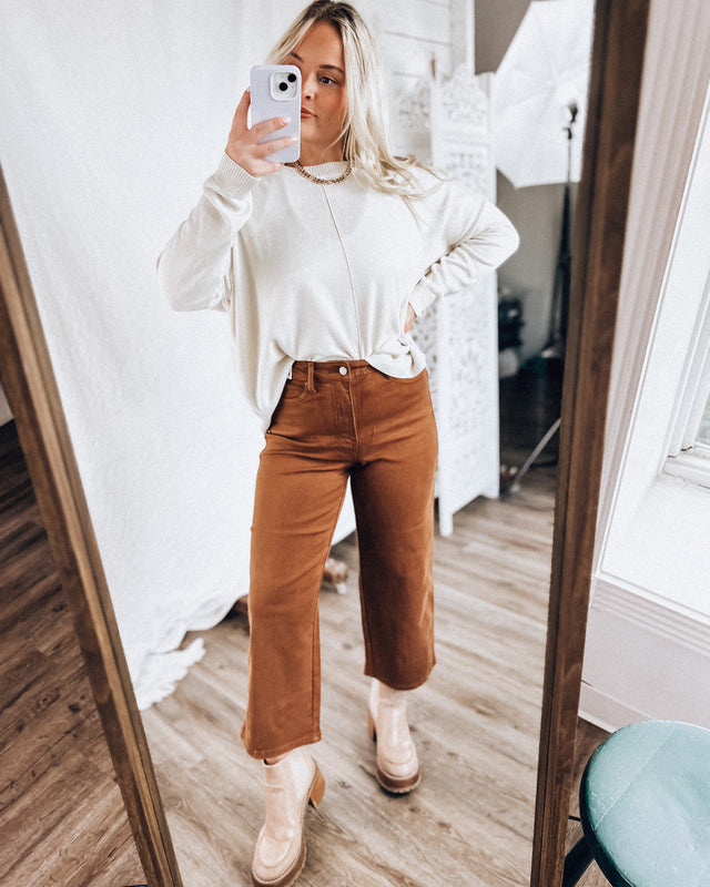 Runaway Judy Blue High Waist Tummy Control Straight Let [camel]