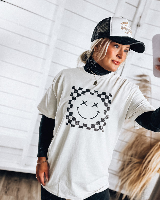 Check Your Happy Tee [ivory/blk]