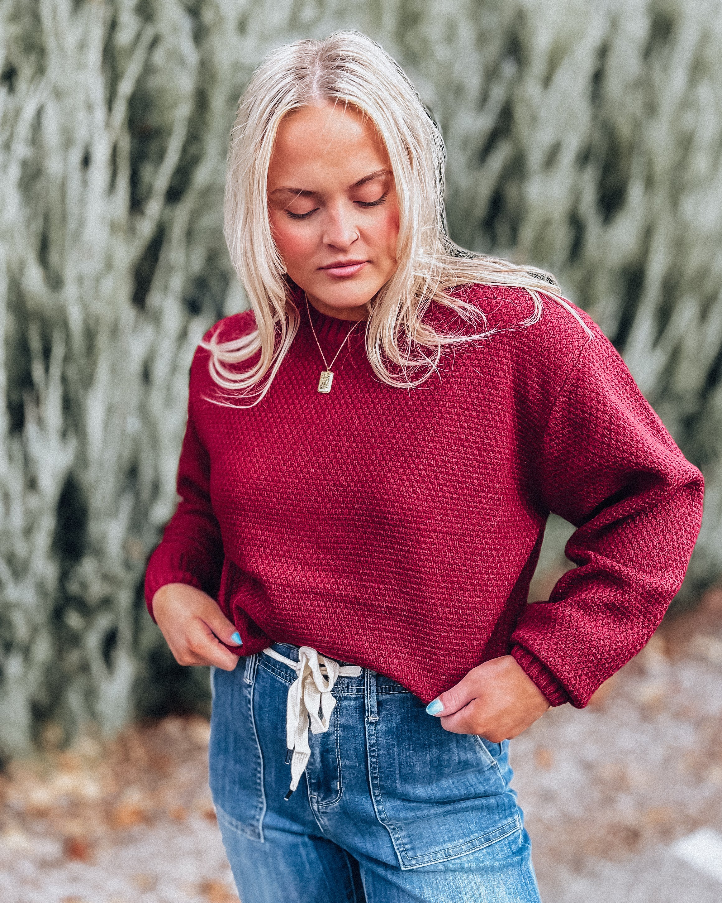 Round Neck Sweater [cabernet]