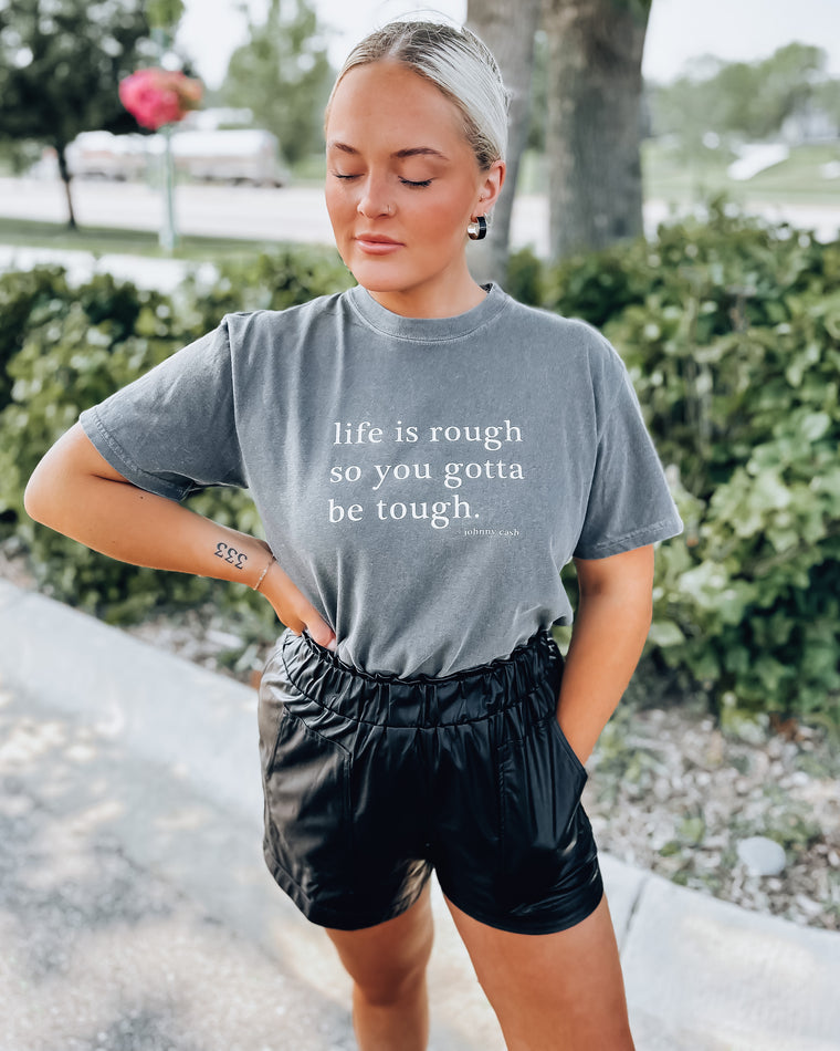 RESTOCKING SOON: Gotta Be Tough Tee [washed grey/cream]