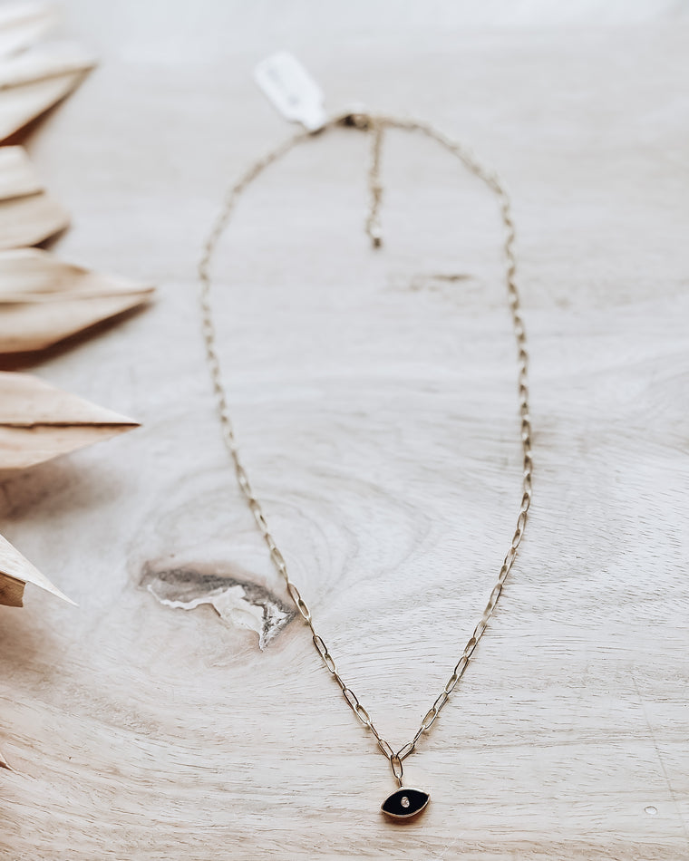 Dainty Enamel Eye Necklace [gold]