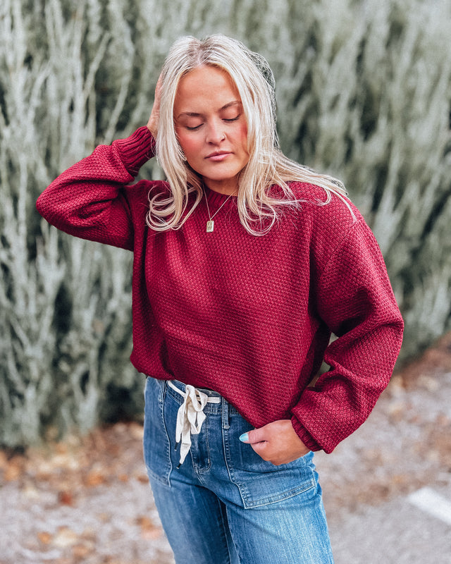 Round Neck Sweater [cabernet]
