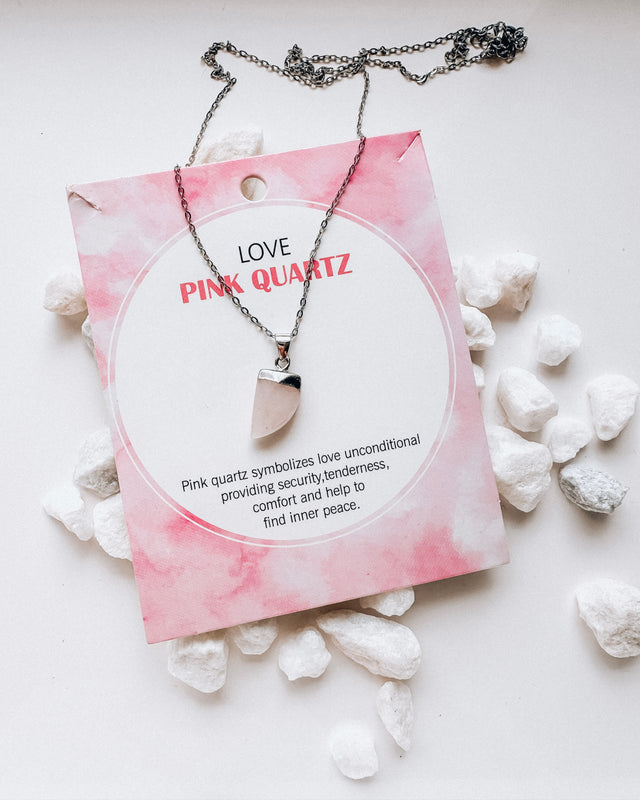 Pink quartz necklace [silver]