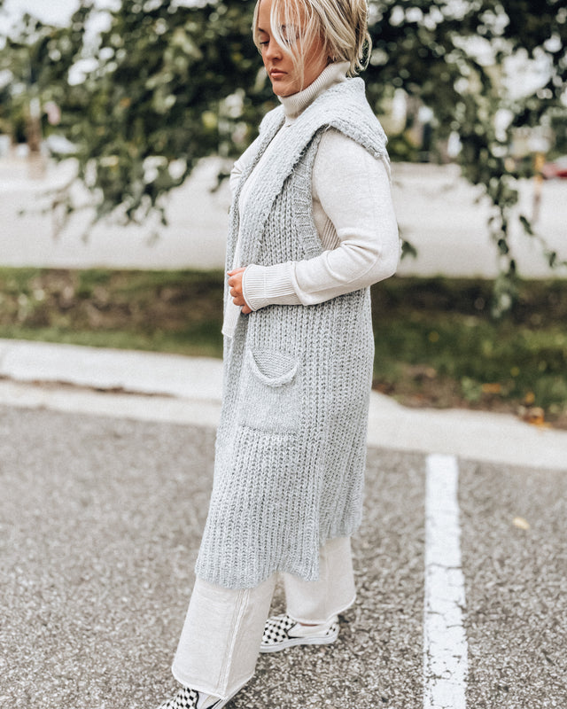 Fuzzy Feeling Long Vest [smoke]