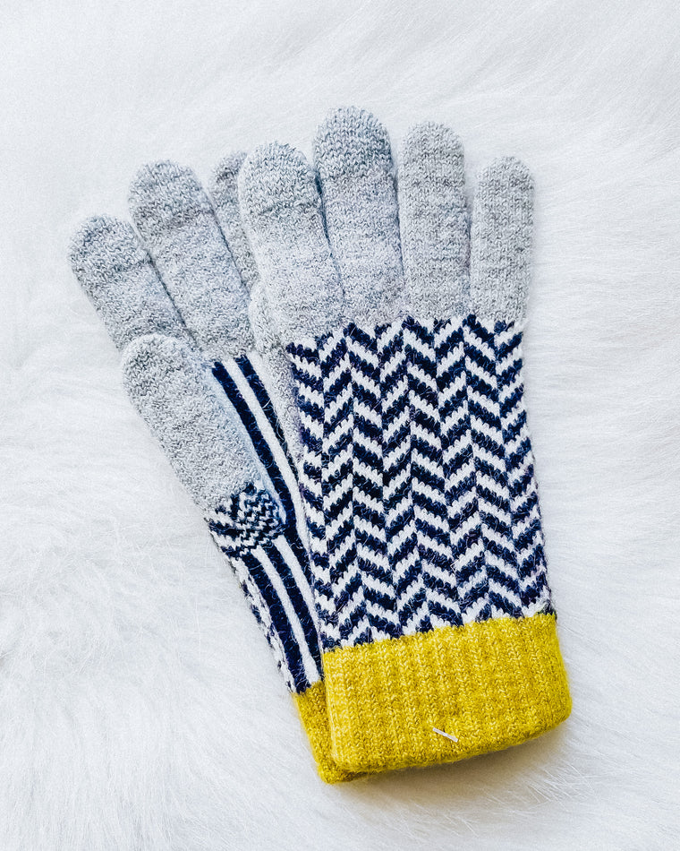 Stripe Touchscreen Gloves [navy]