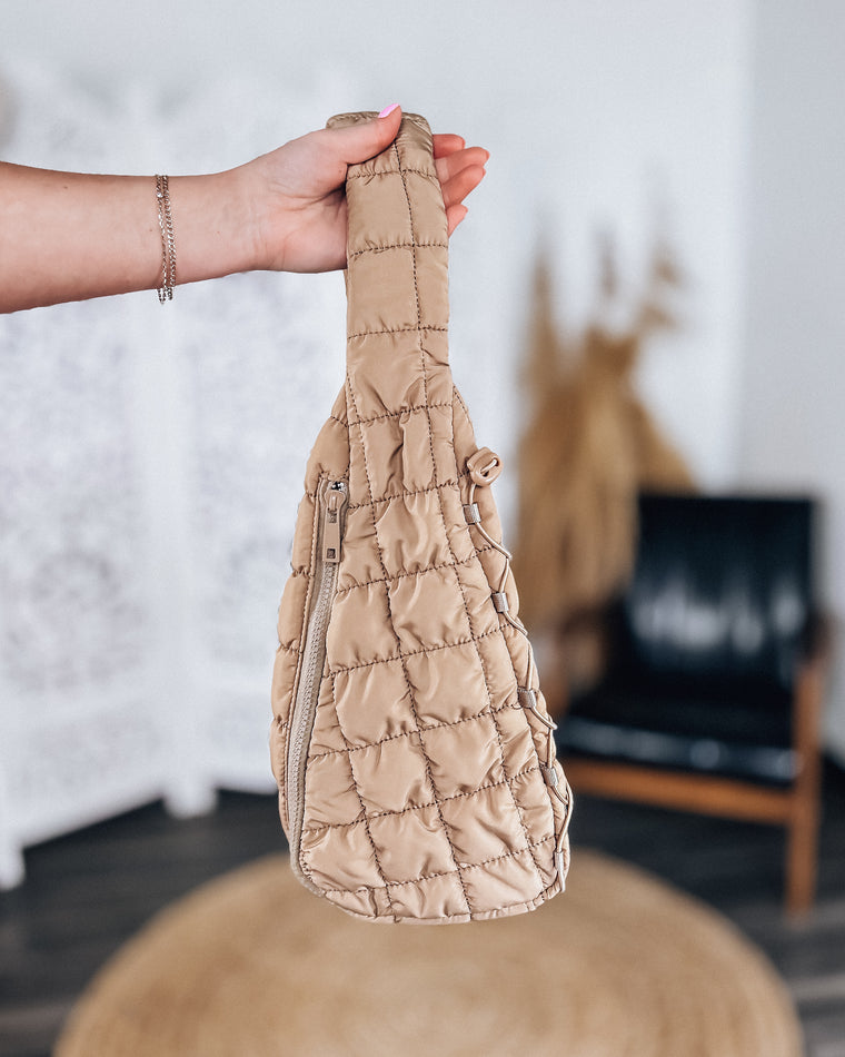 Quilted Puffer Sling Bag [tan]