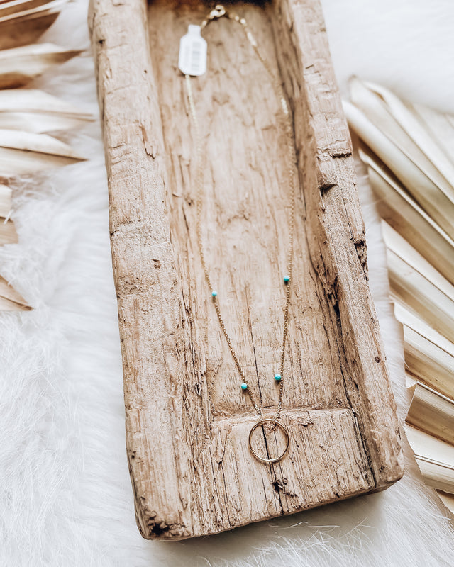 Turquoise Beaded Necklace [gold]